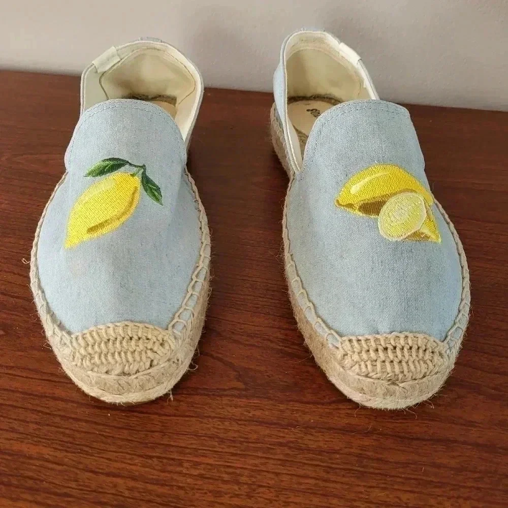 Soludos Lemon Platform Smoking Slipper Espadrilles(9.5)